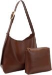 PU Leather Shoulder Bag for Women, Designger Tote Bag, Retro Large Vegan Tote Purse with Wallet