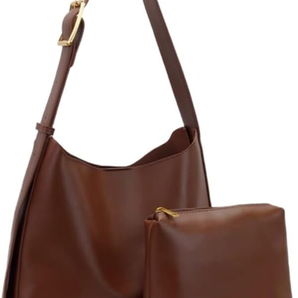PU Leather Shoulder Bag for Women, Designger Tote Bag, Retro Large Vegan Tote Purse with Wallet