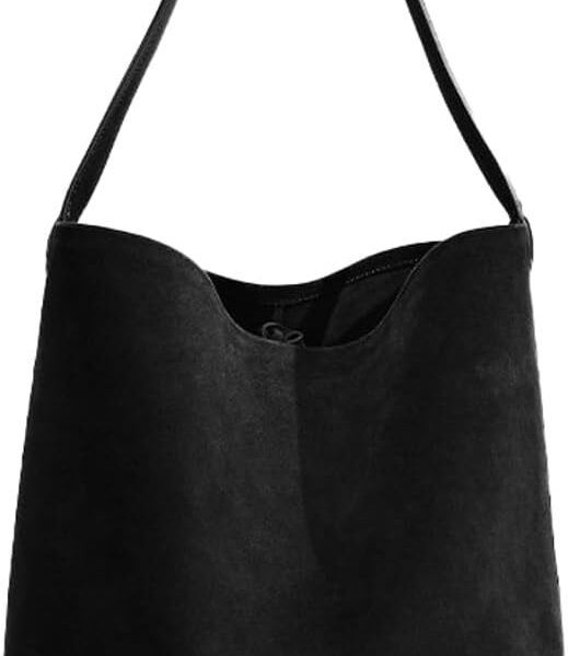 Genuine Leather Bucket Shoulder Bags for Women Ladies Large Tote Purse Handbags Soft Suede Working Satchel