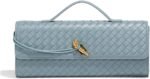 Women's Handmade Woven Evening Bag Casual Leather Shoulder Handbag Fashion Crossbody Clutch Purse