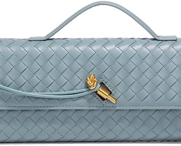 Women's Handmade Woven Evening Bag Casual Leather Shoulder Handbag Fashion Crossbody Clutch Purse