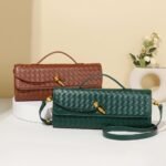 Women's Handmade Woven Evening Bag Casual Leather Shoulder Handbag Fashion Crossbody Clutch Purse
