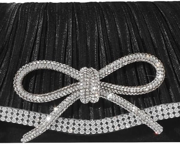 Bow Evening Bag Sparkly Clutch Purses for Women Wedding Glitter Rhinestone Party Prom Purse Dressy Clutch Bags