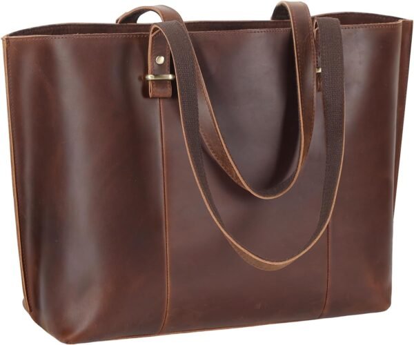Vintage Full Grain Leather Tote Shoulder Bag for Women Business Work Satchel Handbag with Top Handles