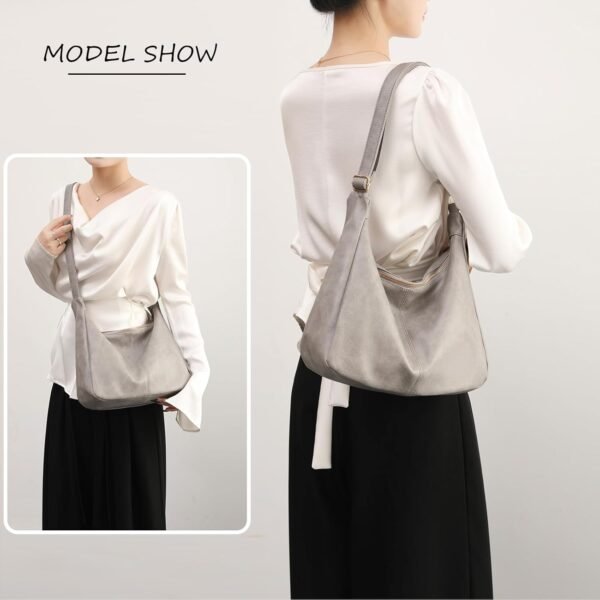 Women's Bags — Foldable Vegan Leather Shoulder Bag | Relaxed-Style Tote | Crossbody Bag