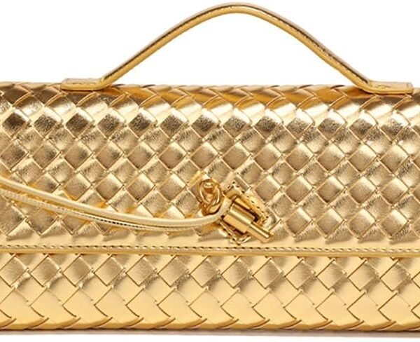 Women's Handmade Woven Evening Bag Casual Leather Shoulder Handbag Fashion Crossbody Clutch Purse