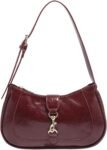 Women's Vintage Distressed-Style Zippered Shoulder Bag | Adjustable Strap | Elegant Underarm Bag | Handbag