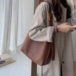 PU Leather Shoulder Bag for Women, Designger Tote Bag, Retro Large Vegan Tote Purse with Wallet