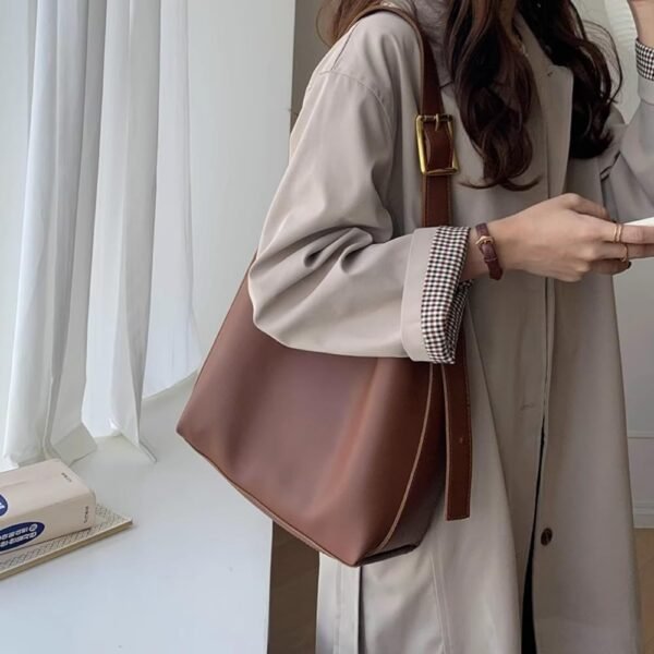 PU Leather Shoulder Bag for Women, Designger Tote Bag, Retro Large Vegan Tote Purse with Wallet