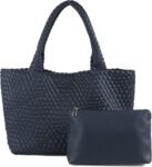 Handmade Woven Bag Satchel Handbag For Women Vegan Leather Tote Bag With Purses Travel Shoulder Bag Underarm Bag