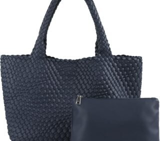 Handmade Woven Bag Satchel Handbag For Women Vegan Leather Tote Bag With Purses Travel Shoulder Bag Underarm Bag
