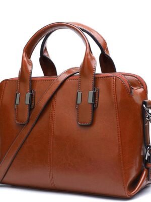 Large Leather Satchel Bag For Women Genuine Leather Handle Bag Work Tote Purse And Handbags With Triple Compartments