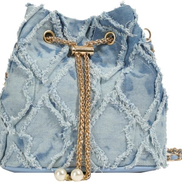 Denim Bucket Bag, Jean Purses for Women Denim Crossbody Bags Hobo Bag Drawstring Handbag