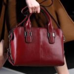 Large Leather Satchel Bag For Women Genuine Leather Handle Bag Work Tote Purse And Handbags With Triple Compartments