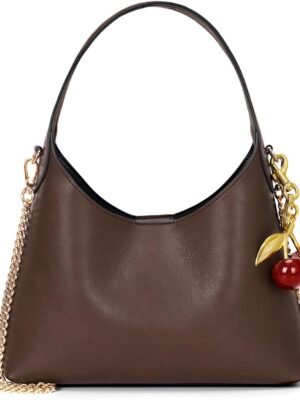 Hobo Purse for Women Trendy Leather Shoulder Bag Tote Handbag Cherry Purse Small Hobo Crossbody Bag Retro Fall Purse