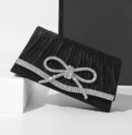 Bow Evening Bag Sparkly Clutch Purses for Women Wedding Glitter Rhinestone Party Prom Purse Dressy Clutch Bags