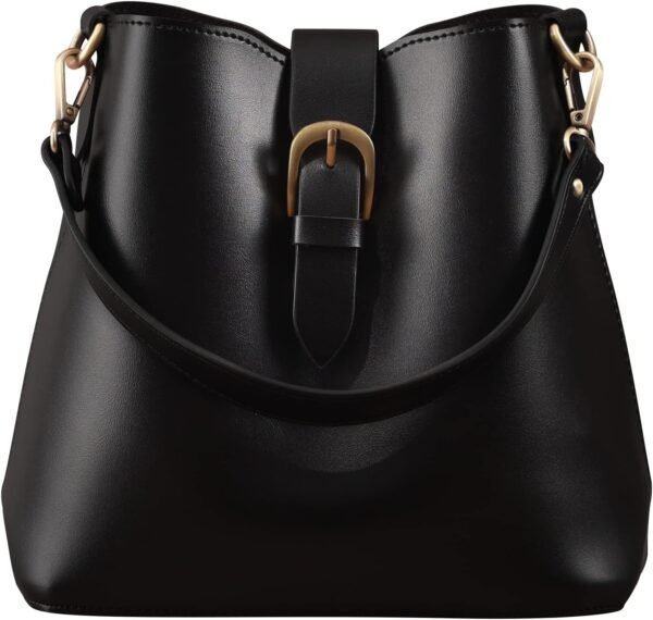 Bucket Vegan Leather Bag For Women Hobo Retro Faux Casual Purse Classic Vintage Simple Shoulder Handbag