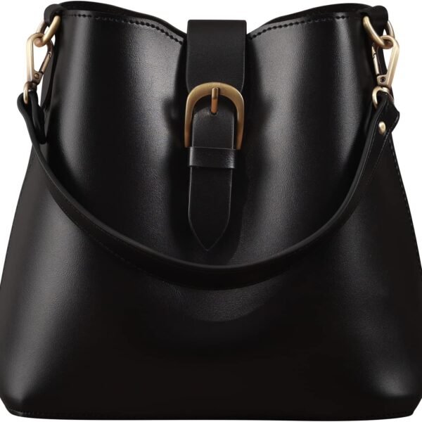 Bucket Vegan Leather Bag For Women Hobo Retro Faux Casual Purse Classic Vintage Simple Shoulder Handbag