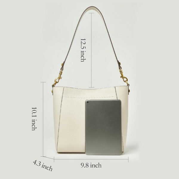 Leather Bucket Tote Bags for Women Designer Shoulder Hobo Purse and Handbags with Detachable Wide Strap