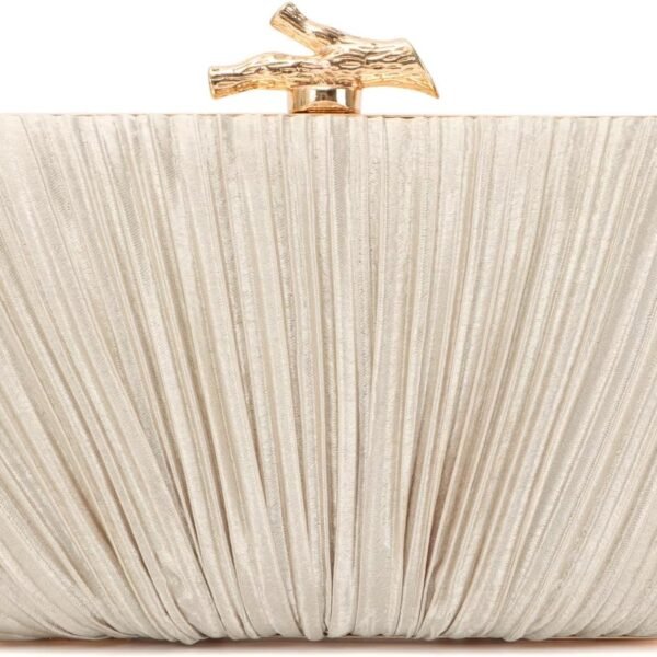 Clutch Purses for Women Evening Bag Pleated Clutch Bag with Chain for Wedding Party