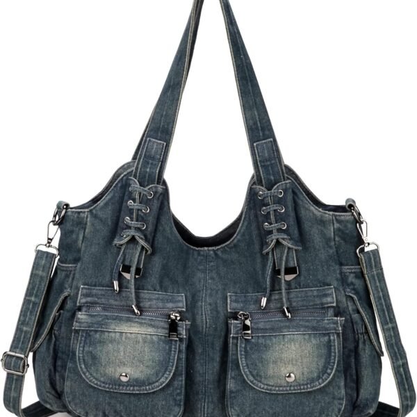 Casual Washed Denim Shoulder Bags Top Handle Lady's  Bags Women Purses And Handbags