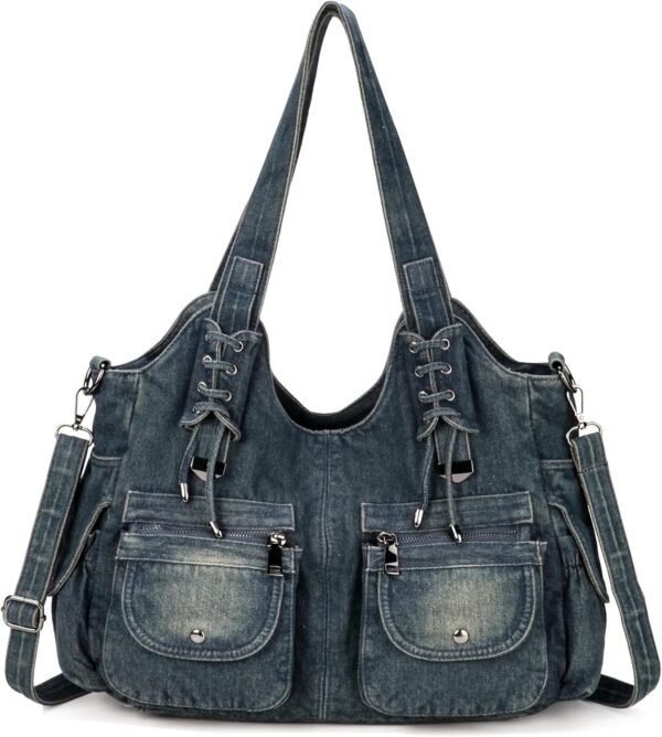 Casual Washed Denim Shoulder Bags Top Handle Lady's  Bags Women Purses And Handbags