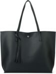 Women Tote Bags Top Handle Satchel Handbags PU Faux Leather Tote Bag with Tassel Shoulder Purse