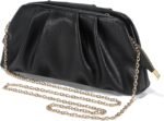 Dressy Vegan Leather Clutch Purse for Women Formal, Soft Pleated PU Evening Clutch for Weddings, Proms, Cocktail