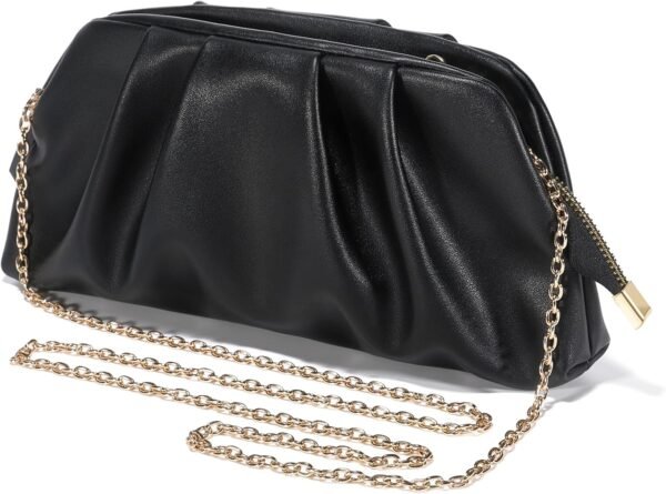 Dressy Vegan Leather Clutch Purse for Women Formal, Soft Pleated PU Evening Clutch for Weddings, Proms, Cocktail