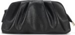 Dressy Vegan Leather Clutch Purse for Women Formal, Soft Pleated PU Evening Clutch for Weddings, Proms, Cocktail