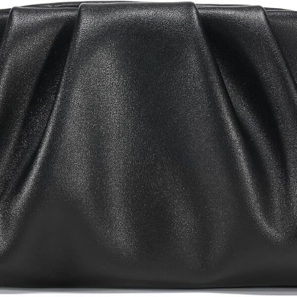 Dressy Vegan Leather Clutch Purse for Women Formal, Soft Pleated PU Evening Clutch for Weddings, Proms, Cocktail